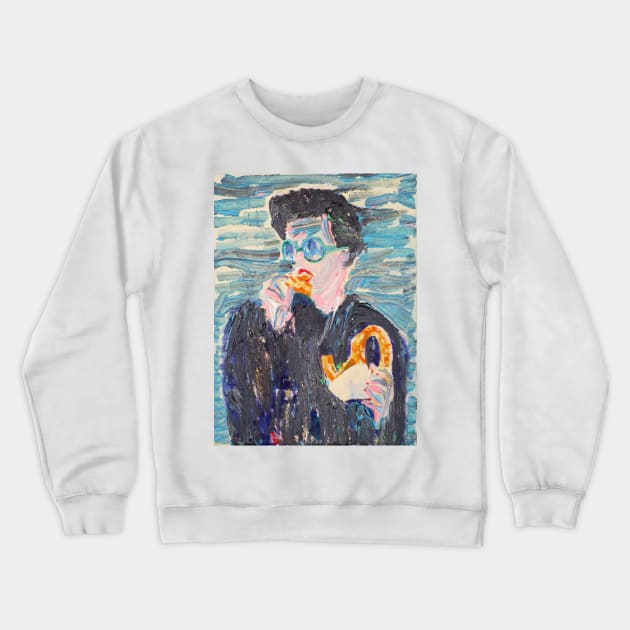 GIRL EATING PRETZEL Crewneck Sweatshirt by lautir